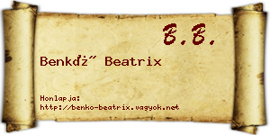 Benkő Beatrix névjegykártya