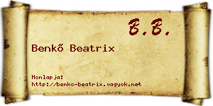 Benkő Beatrix névjegykártya